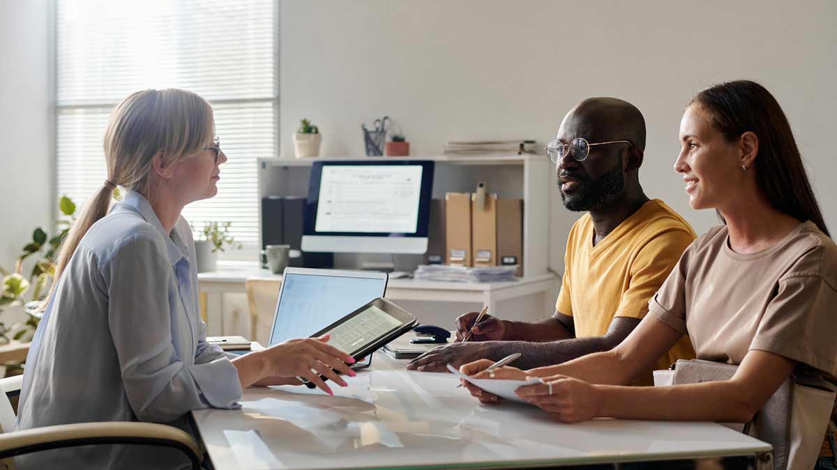 Couple meeting with case manager