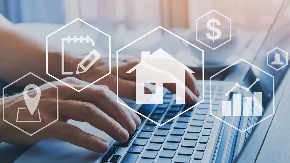 property rental management technology concept stock photo